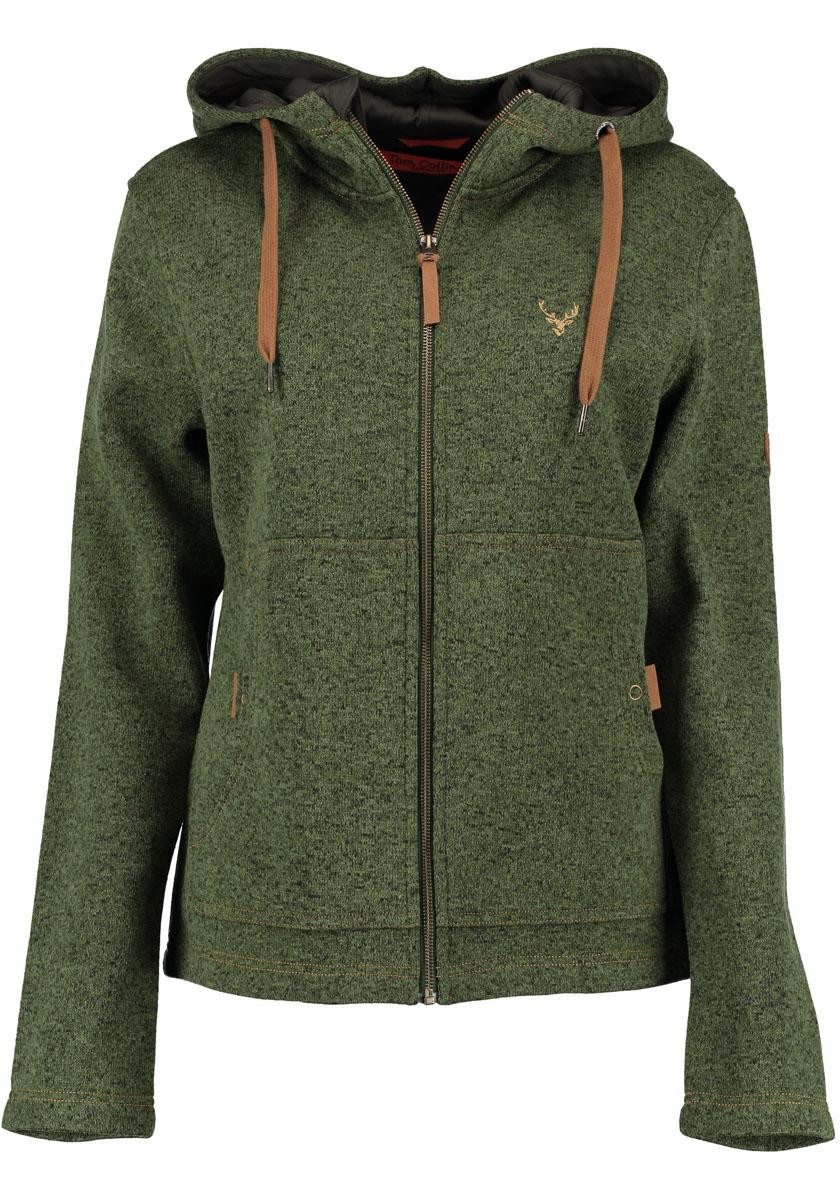 strickfleecejacke-damen-449peh-1.jpg Tom Collins Strickfleecejacke Adisur Damen Kapuzenjacke mit Hirsch Stickerei auf der Brust – Bild 1