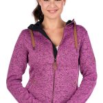 Strickfleecejacke Damen RAMIRA himbeer/schwarz meliert