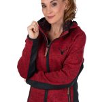 Strickfleecejacke Damen SALVINA dunkelrot, eisblau
