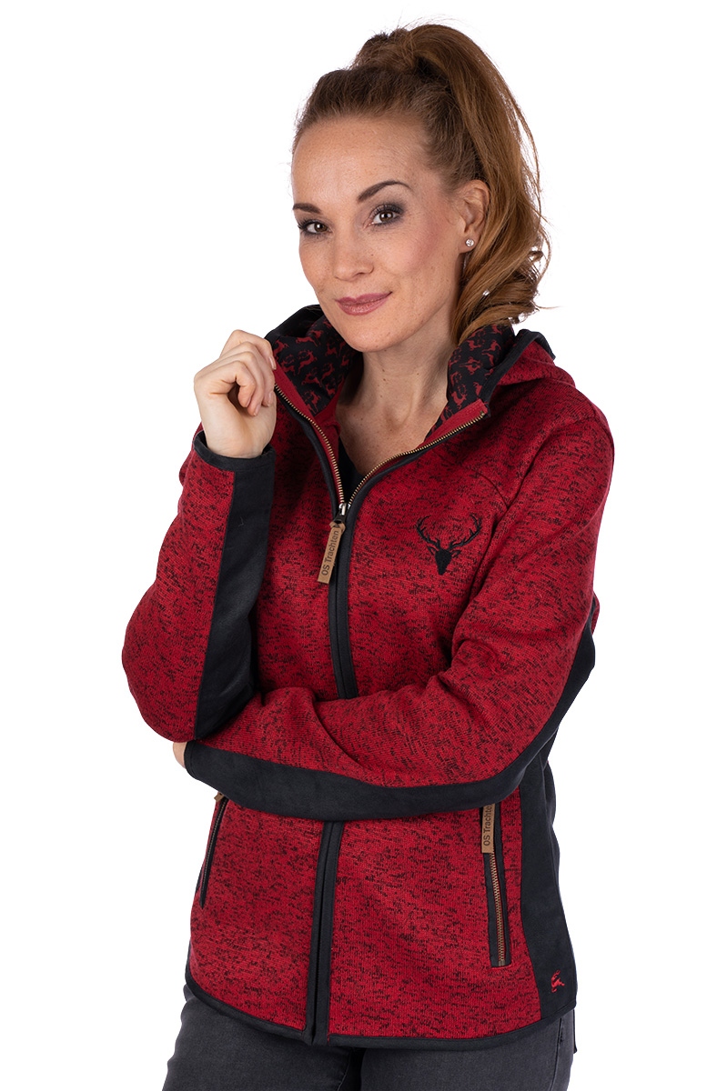 strickfleecejacke-damen-932ynq-1.jpg Strickfleecejacke Damen SALVINA dunkelrot, eisblau – Bild 1