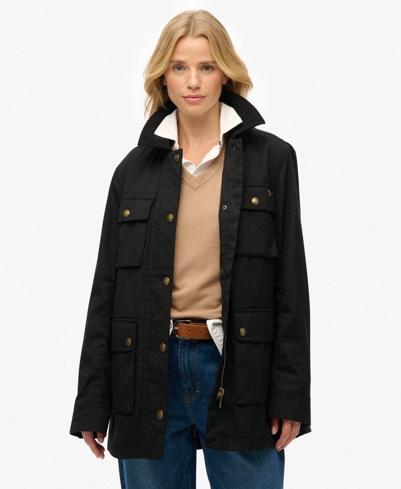 superdry-jacke-697dqh-1.jpg Gewachste Jacke schwarz für Damen | Superdry DE – Bild 1