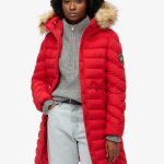 Superdry Steppjacke FUJI FAUX FUR HOOD MID LENGTH, Moderne Pufferjacke von Superdry