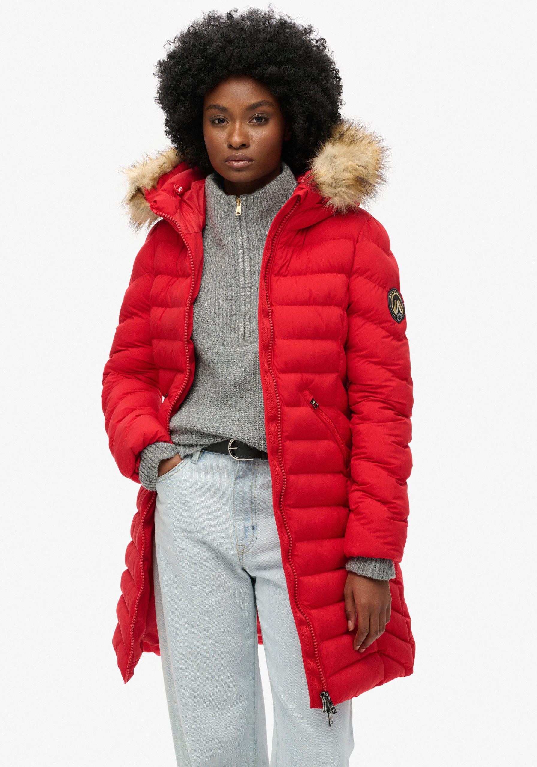 superdry-winterjacke-901cjr-1.jpg Superdry Steppjacke FUJI FAUX FUR HOOD MID LENGTH, Moderne Pufferjacke von Superdry – Bild 1