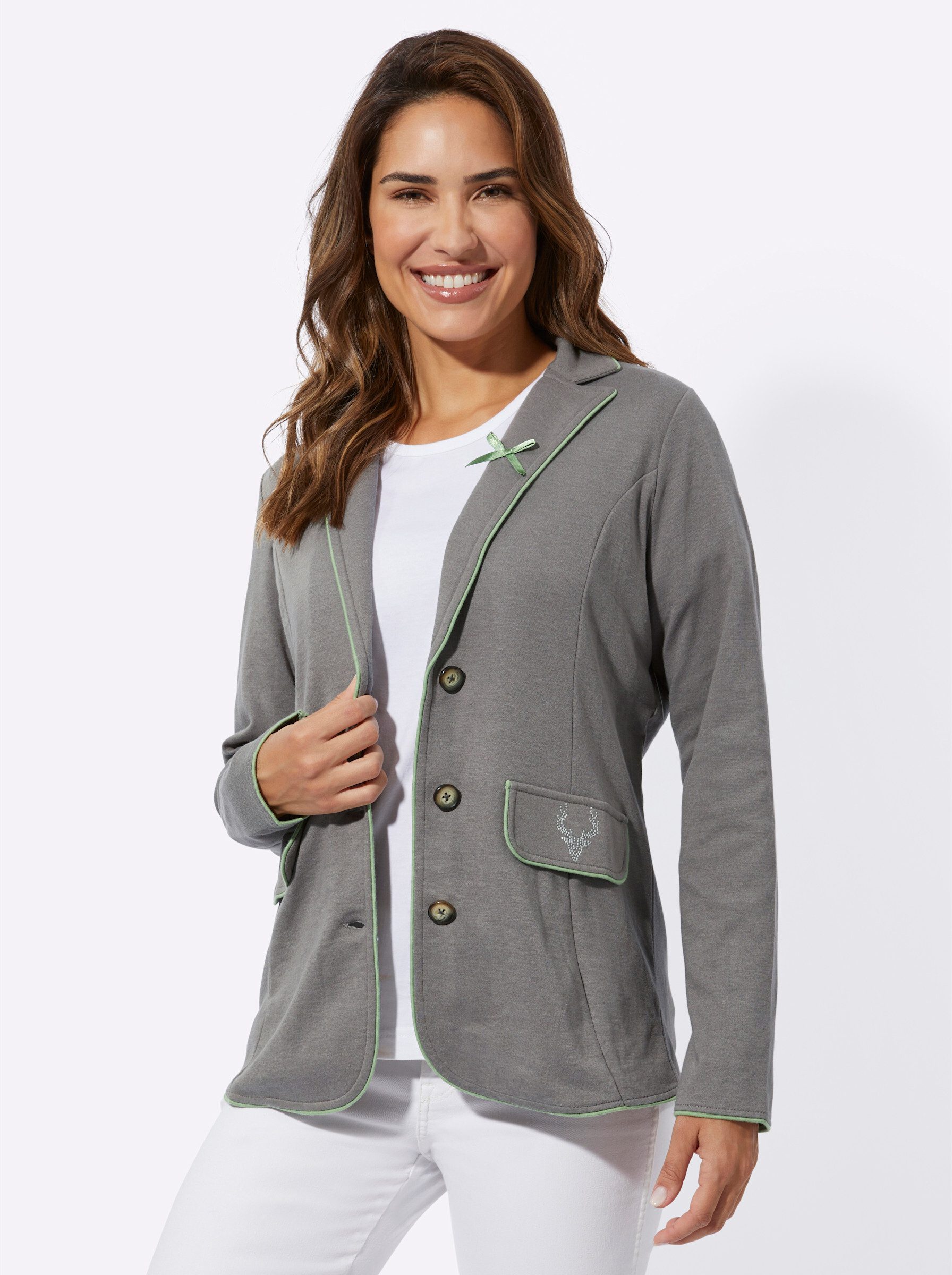 sweatblazer-damen-594qhw-1.jpg Sieh an! Jerseyblazer Sweatblazer, Mit 60% Baumwolle – Bild 1