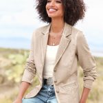 heine Sweatblazer mit Ziersteinen in beige | heine