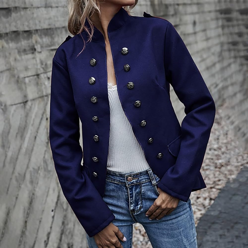 sweatblazer-damen-985gou-1.jpg Blazer Damen Blau Sportlich Sweatblazer Damen Sportlich Stretch Damen Langarm Casual Blazer Arbeit Büro Knopf Open Front Jacke Anzug ... – Bild 1