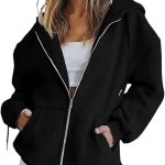 Jacke Damen Hoodie Sweatjacke Baumwoll Zipper Sweatshirtjacke Damen Pullover Oberteile Kapuzenjacke Lang Sweatshirt Kapuzenpullover Mit Kapuze Langarm Sport Style mit Reißverschluss Oversize : Amazon.de: Fashion