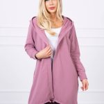 Lange Damen Sweatshirt Jacke 9113 dunkelrosa | Modischesachen.de | modischesachen.de