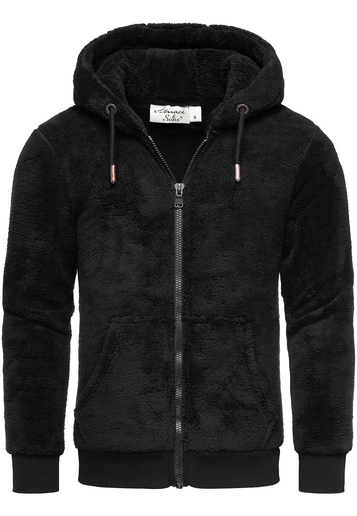 teddy-jacke-herren-848oyy-1.jpg Amaci&Sons Sweatjacke BERWYN Teddyfell Jacke Herren Teddy Sweatjacke Plüsch Hoodie Pullover Zipper Jacke – Bild 1