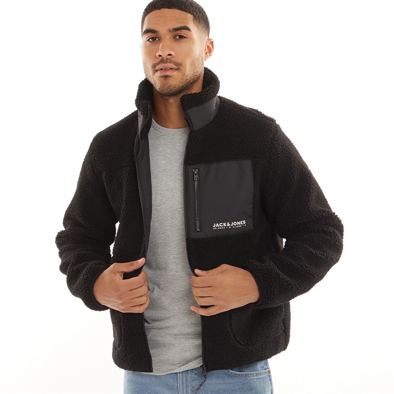 teddy-jacke-herren-932nwl-1.jpg JACK & JONES Herren Vesterbro Teddy Jacke Schwarz – Bild 1