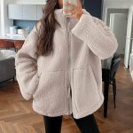 Teddy Jacke Damen Jacken Teddyfleece,Teddyjacke Damen Winter Teddyfleece Jacke Doppelschieber Reißverschluss Winterjacke Thermal Teddy Wintermantel Einfarbig Fleecejacke Plüschjacke Beige XXL : Amazon.de: Fashion