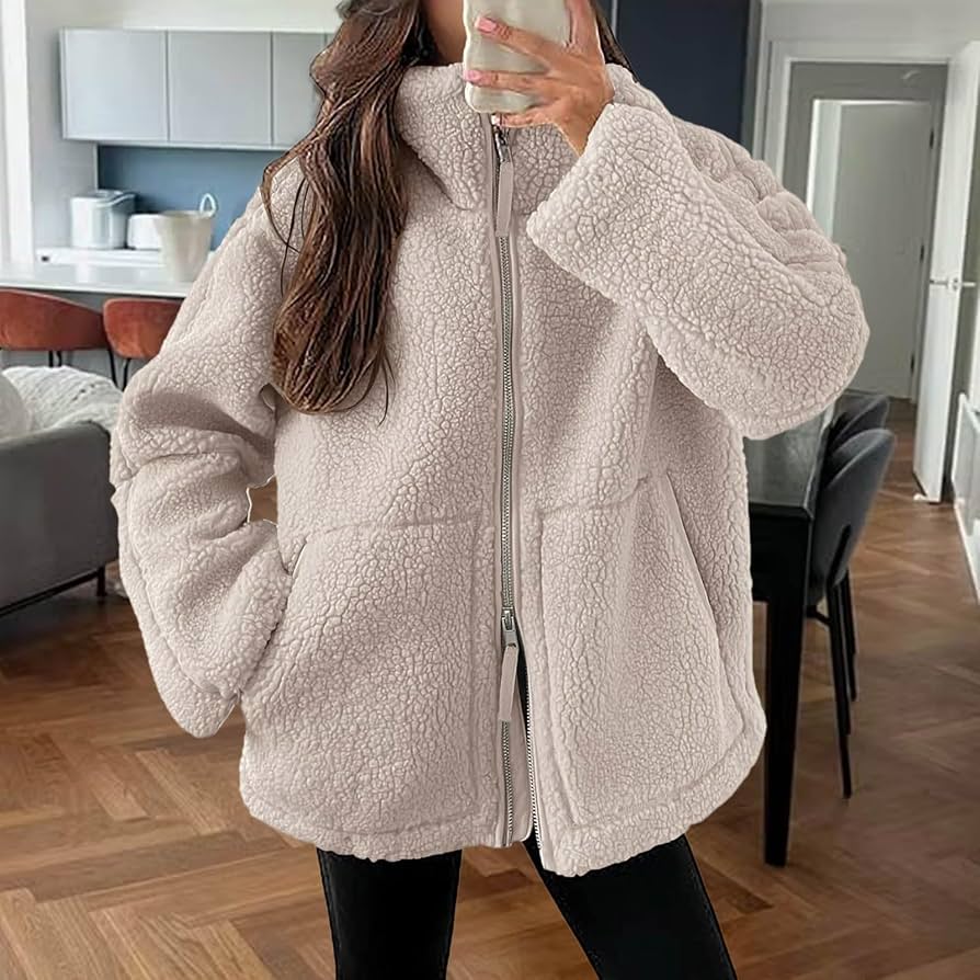 teddyfell-jacke-damen-782mmy-1.jpg Teddy Jacke Damen Jacken Teddyfleece,Teddyjacke Damen Winter Teddyfleece Jacke Doppelschieber Reißverschluss Winterjacke Thermal Teddy Wintermantel Einfarbig Fleecejacke Plüschjacke Beige XXL : Amazon.de: Fashion – Bild 1