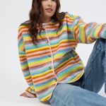 Teddyjacke in Regenbogenfarben S/M / pink
