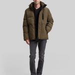 Cord Puffer Jacke mit abnehmbarer Kapuze in grün von Tom Tailor