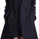 YOUJIA Damen Stehkragen Trenchcoat mit Gürtel Wollmantel Länge Zweireihige Winterjacken Parka (Schwarz, CN M) : Amazon.de: Fashion