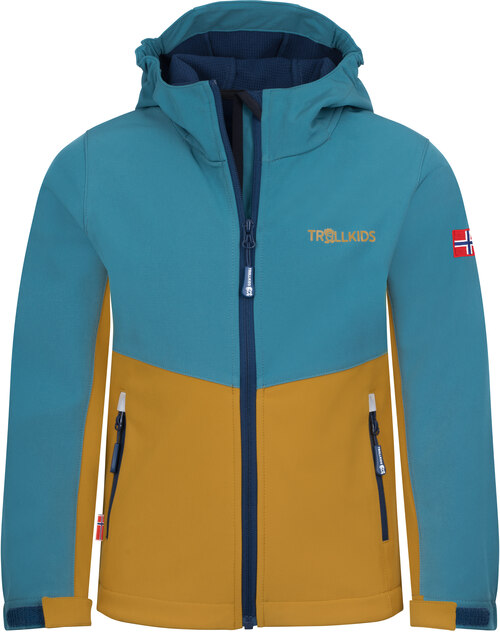 320-126 Trollkids Softshelljacke 'Kids Kristiansand' Stormy Blue/Mustard kaufen | papiton.de – Bild 1