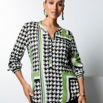 Tunika Bluse in grün / weiß / schwarz | MADELEINE Mode