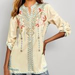 Damen Boho Bestickte Oberteile Langarm Ärmel Böhmische Lose Tunika Blusen Boho Tunika Hippie Gestickt Blumen Loose T Shirt Bluse Langarm Puff Sleeves ...