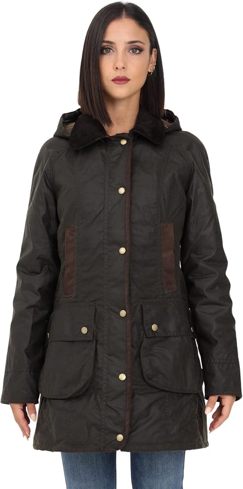 wachsjacke-damen-334wrq-1.jpg Barbour Bower Wax Jacket Wachsjacke Damen Olive grün 38 : Amazon.de: Fashion – Bild 1