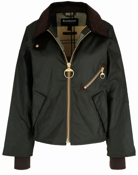 wachsjacke-damen-411ilz-1.jpg Barbour Wachsjacke "Arlene" Damen Grün Klassisches Design – Bild 1