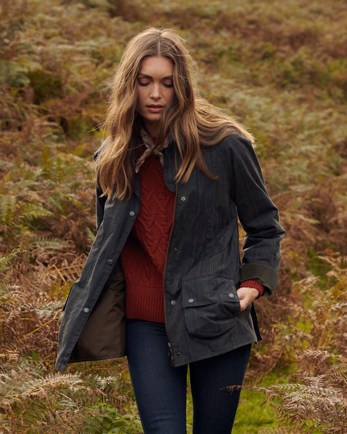 wachsjacke-damen-547eag-1.jpg Barbour Allwetterjacke Wachsjacke Tartan Ashby – Bild 1