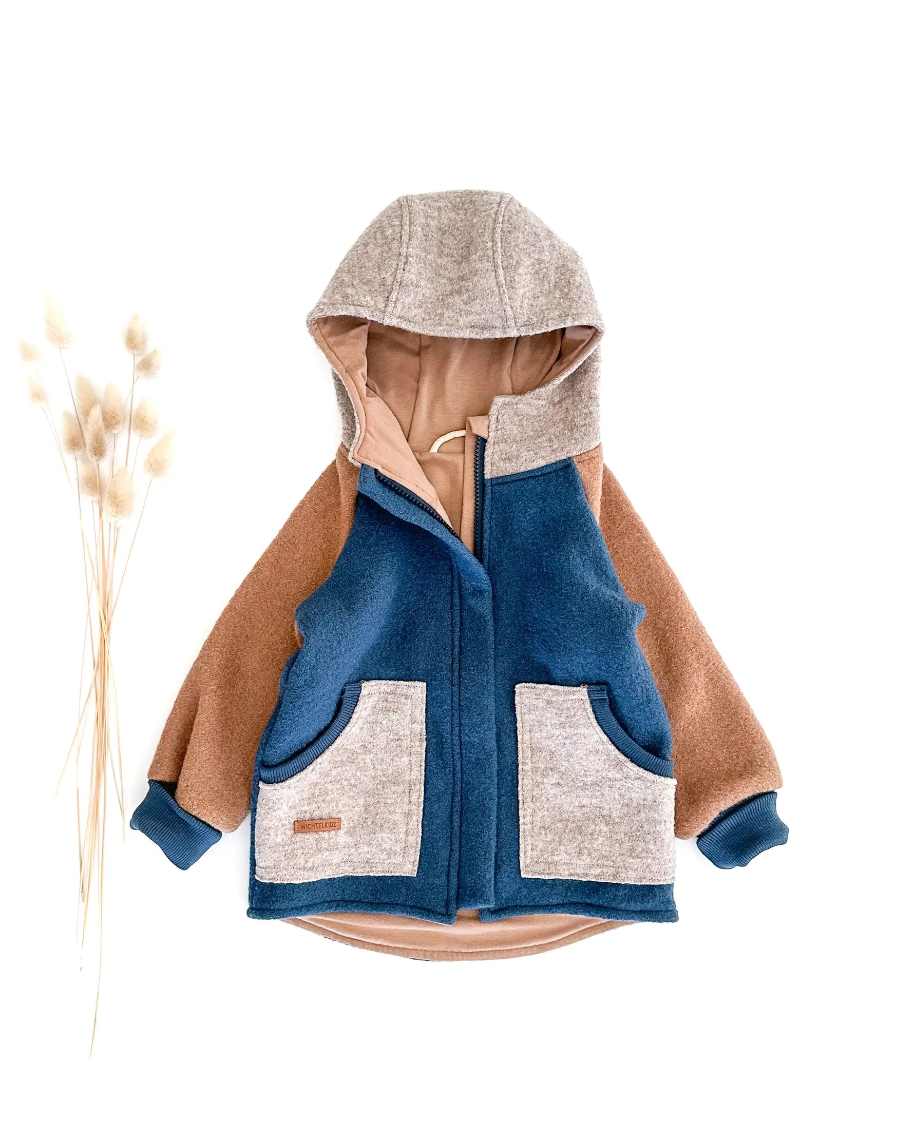 walkjacke-kinder-434hab-1.jpg Colorblock Walkjacke mit Reißverschluss "Blau" 74/80 – Bild 1