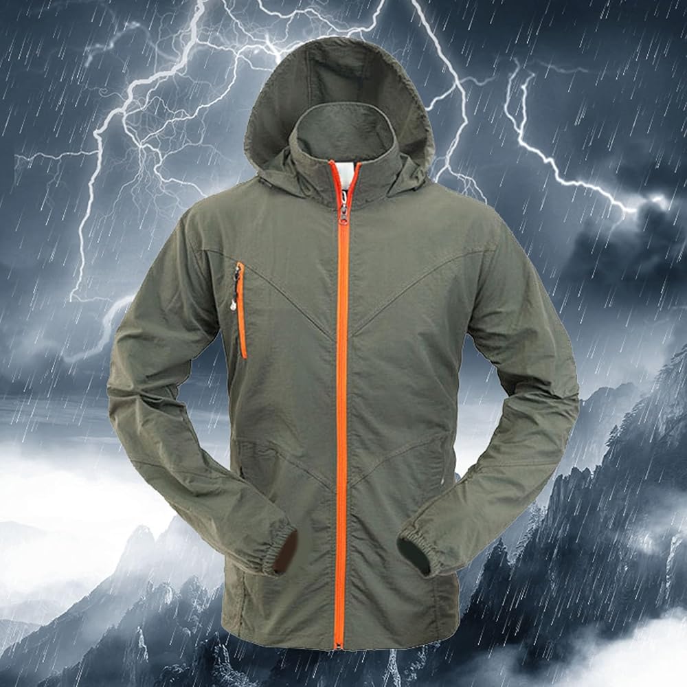wanderjacke-herren-624dmm-1.jpg Herren Regenjacke, wasserdicht: Wanderjacke, wasserdicht, atmungsaktiv, Klettern, schnell trocknend, Herren Regenjacke mit Kapuze, leichte ... – Bild 1