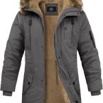 Xnova Winterjacke Herren Parka Lang Warme Gefüttert Fleecejacke Outdoor Winterparka Winddicht Wintermantel Übergangsjacke mit Abnehmbarer Fellbesatz ...
