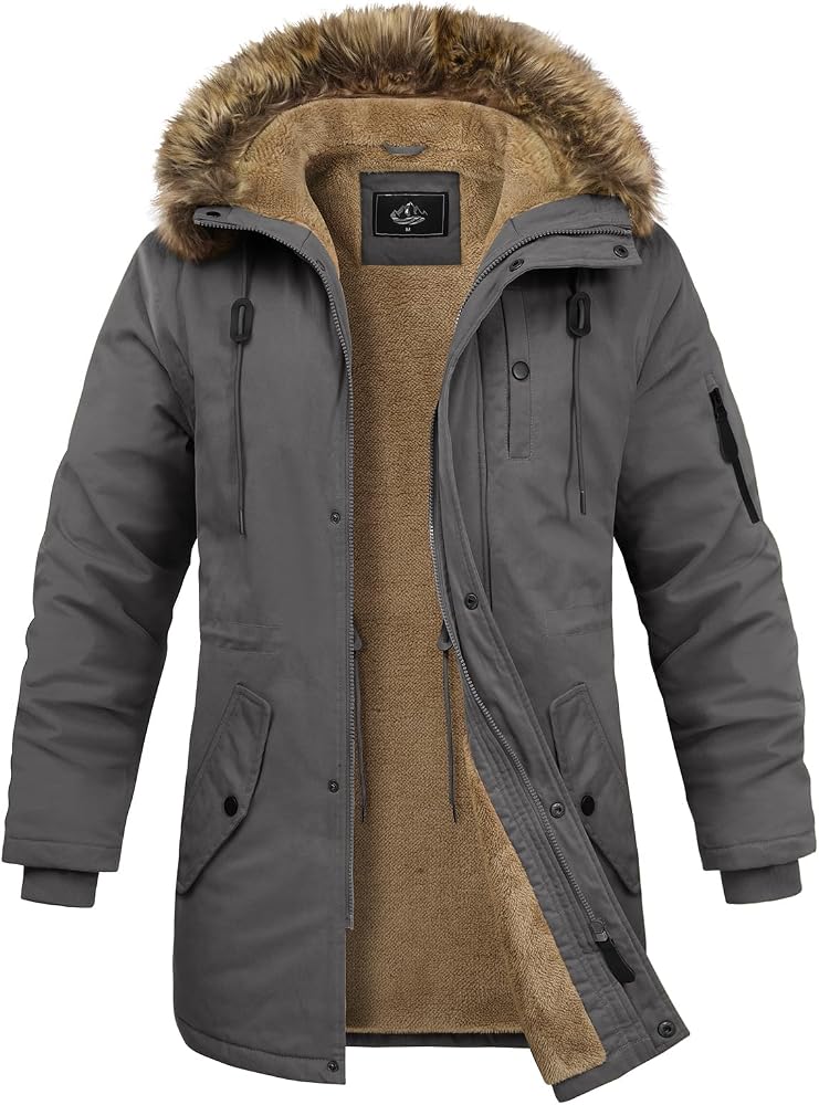 warme-winterjacke-herren-343rxa-1.jpg Xnova Winterjacke Herren Parka Lang Warme Gefüttert Fleecejacke Outdoor Winterparka Winddicht Wintermantel Übergangsjacke mit Abnehmbarer Fellbesatz ... – Bild 1