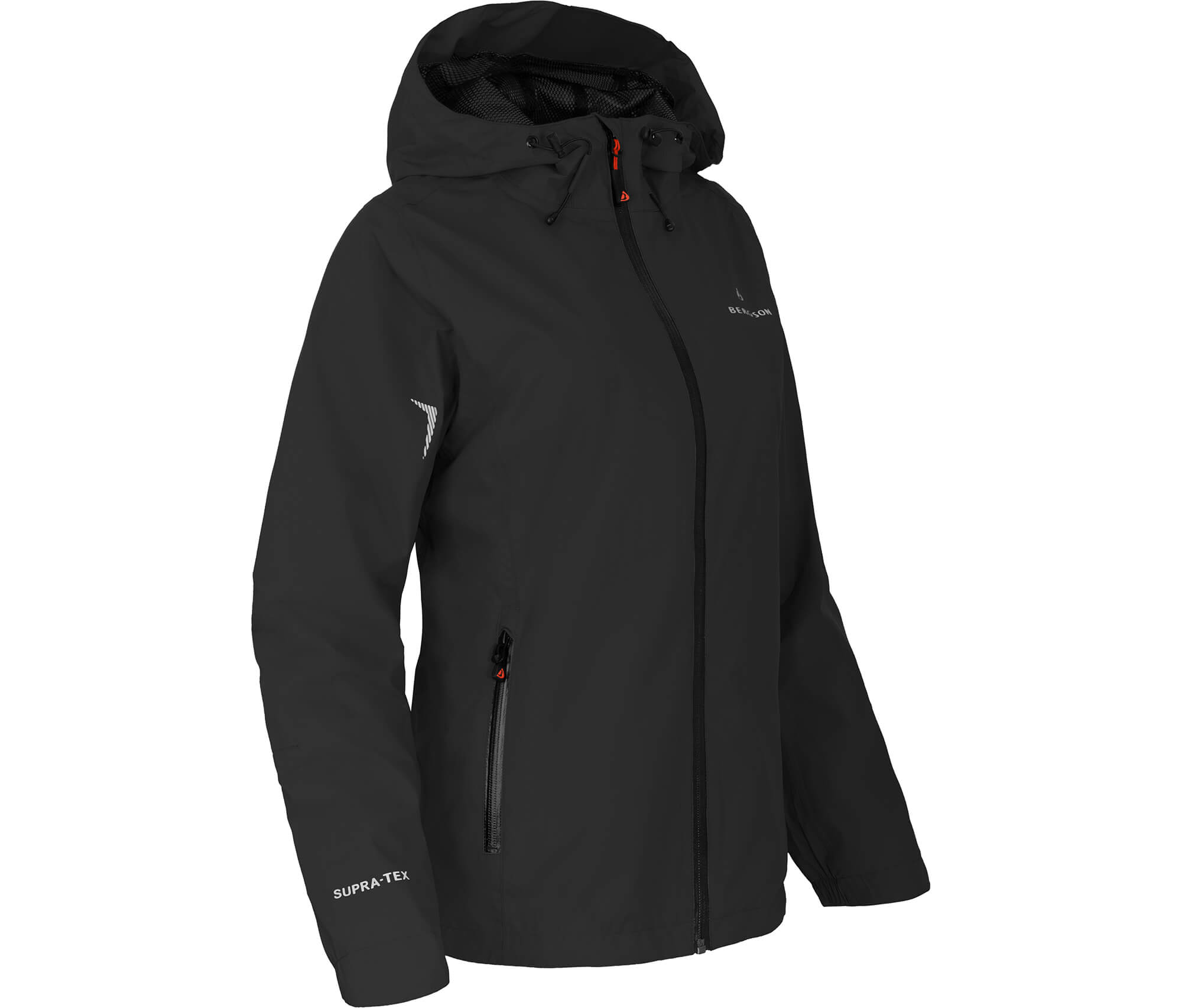 wasserdichte-regenjacke-damen-406unt-1.jpg Bergson HELLI | Damen Regenjacke, Netzfutter, 12000 mm Wassersäule schwarz – Bild 1