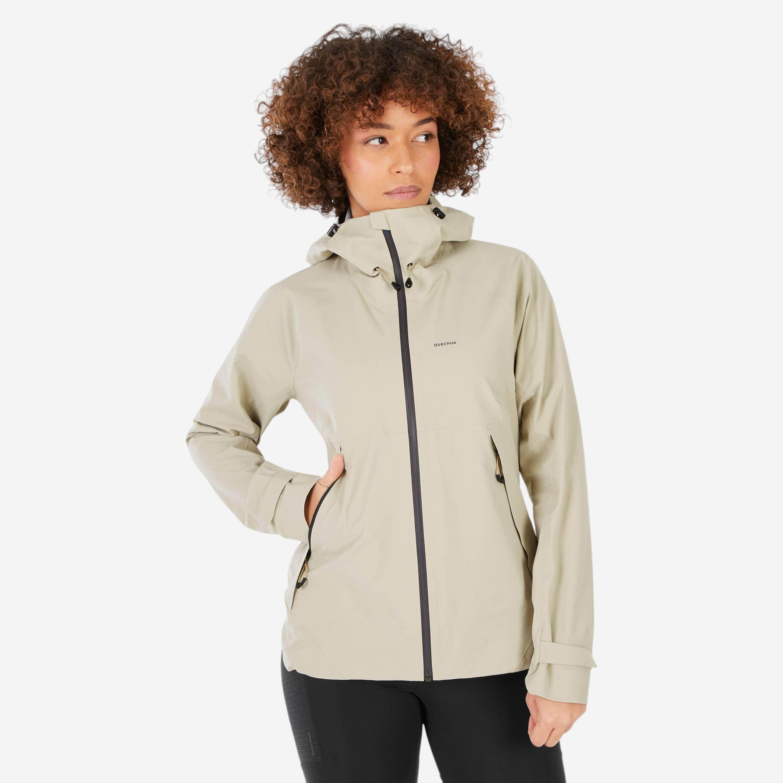 wasserdichte-regenjacke-damen-503nut-1.jpg Regenjacke Damen wasserdicht Wandern MH500 beige – Bild 1