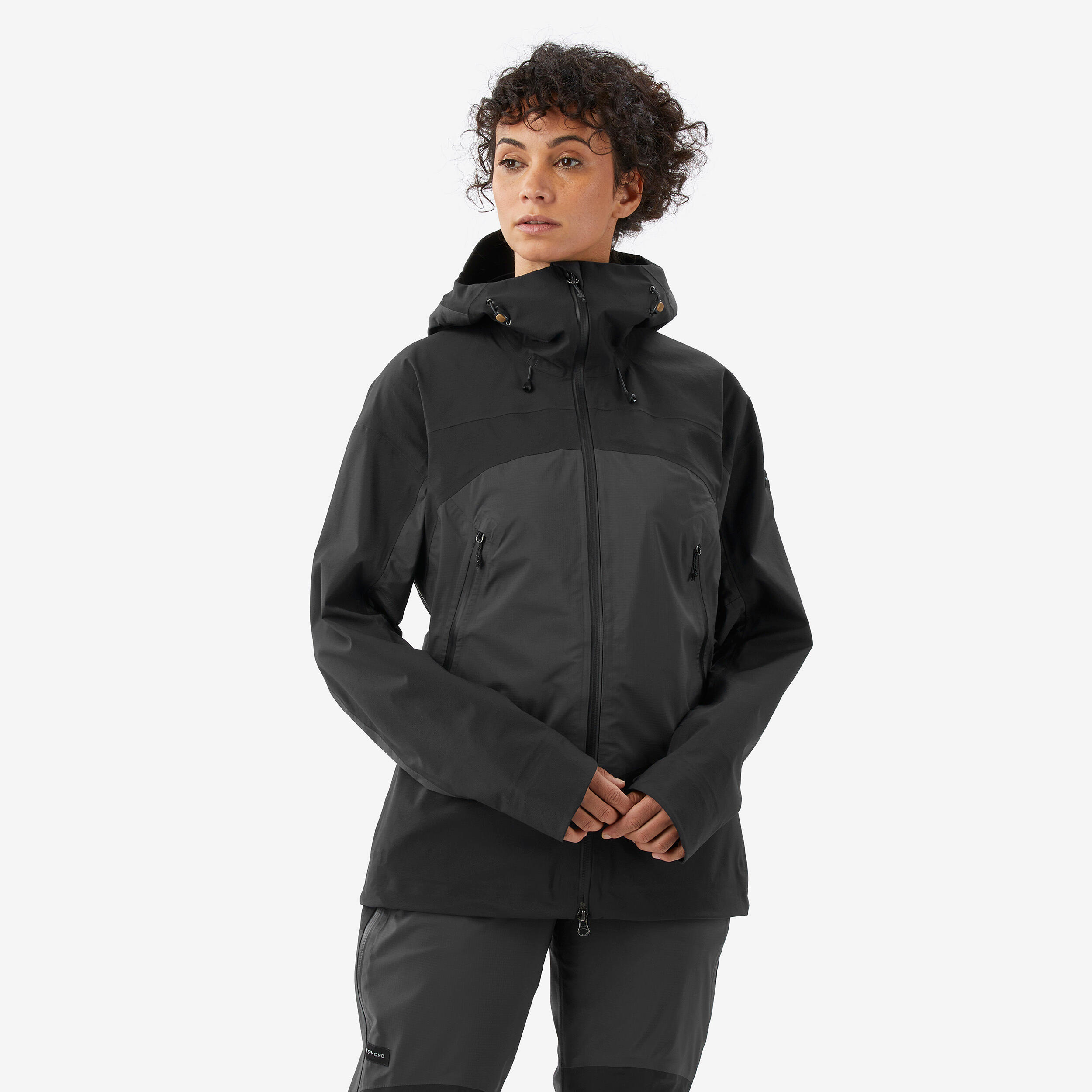wasserdichte-regenjacke-damen-725ewp-1.jpg Regenjacke Damen wasserdicht 20.000 mm Wassersäule Trekking MT900 schwarz – Bild 1