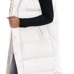 ASKSA Damen Weste Lange Steppweste Weiss 3XL