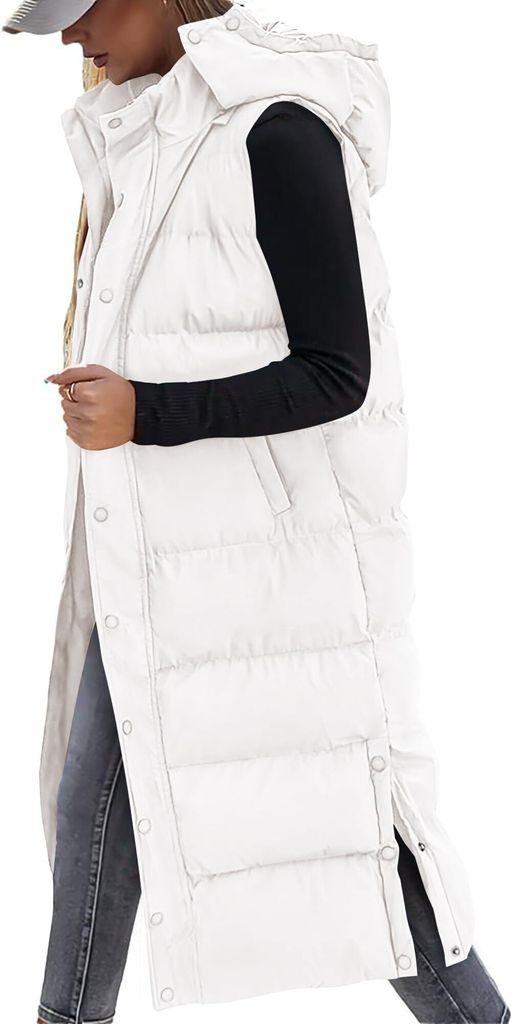 weste-damen-lang-207qxe-1.jpg ASKSA Damen Weste Lange Steppweste Weiss 3XL – Bild 1