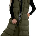 Damen Lang Daunenweste Mantel Weste Steppweste mit Kapuze Ärmellose Steppjacke Winddichte Wärme Leicht Kapuzenweste Frauen Solide Longweste Freizeit ...