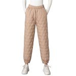 Sawmew Hosen Damen Winterhose Große Größe Einfarbige Lange Hose Warme Hose Damen Winter Gefütterte Hose Damenhose Stepphose Damen Hosen mit Taschen (Color : Khaki, Size : XXL) : Amazon.de: Fashion