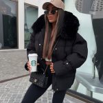 Damen Schwarz Winterjacke Mit Schwarzer Fellkapuze Schwarze Winterjacken ?️ Für Damen Jetzt Kaufen