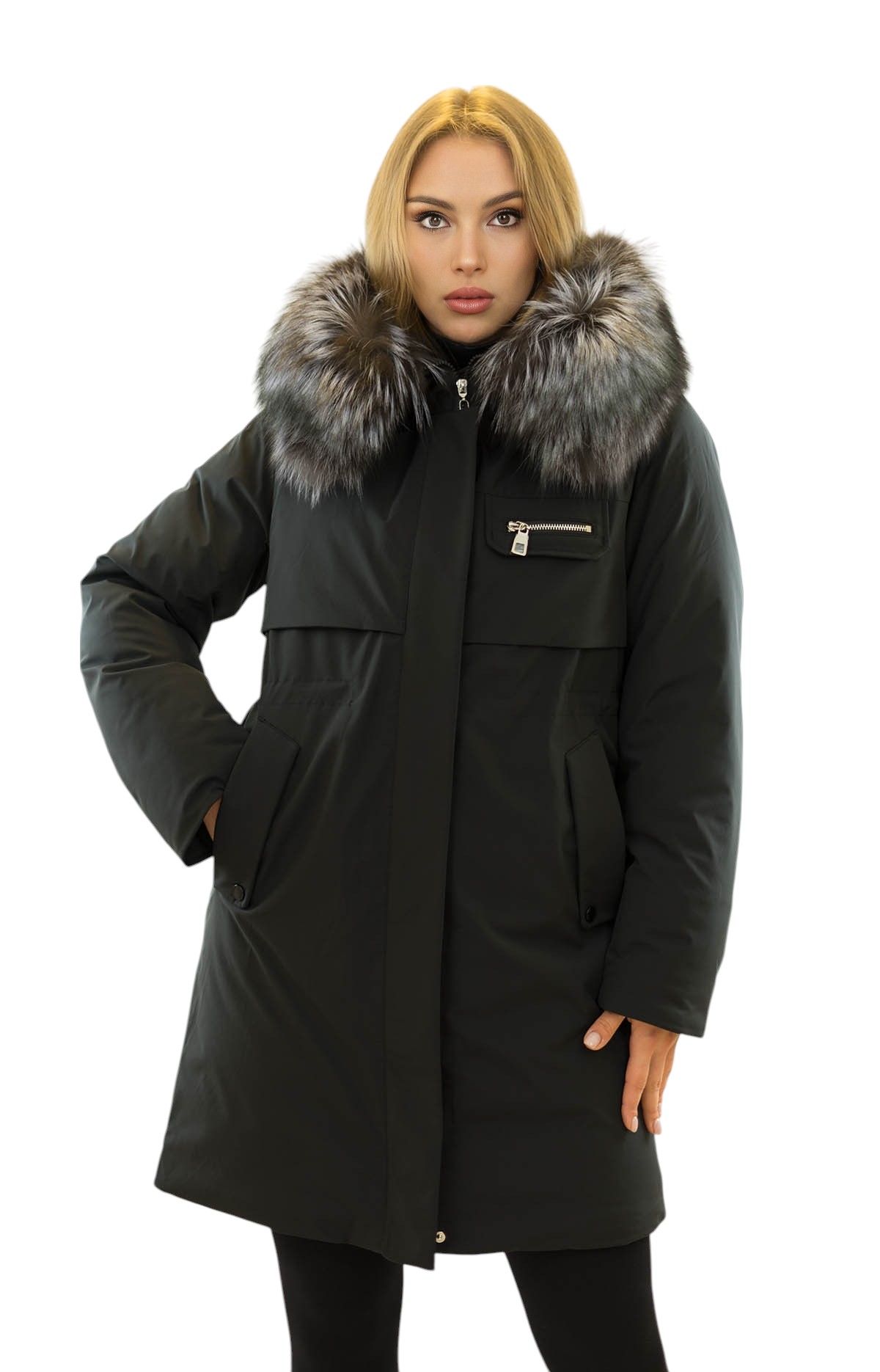 winterparka-damen-774vup-1.jpg Parka „Andrea" Damen Winterparka mit Silberfuchs Echtfell – Bild 1