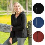 ENGEL Damen Wollfleece Jacke mit Kapuze 100 % Merino Schurwolle kbT Kapuzenjacke