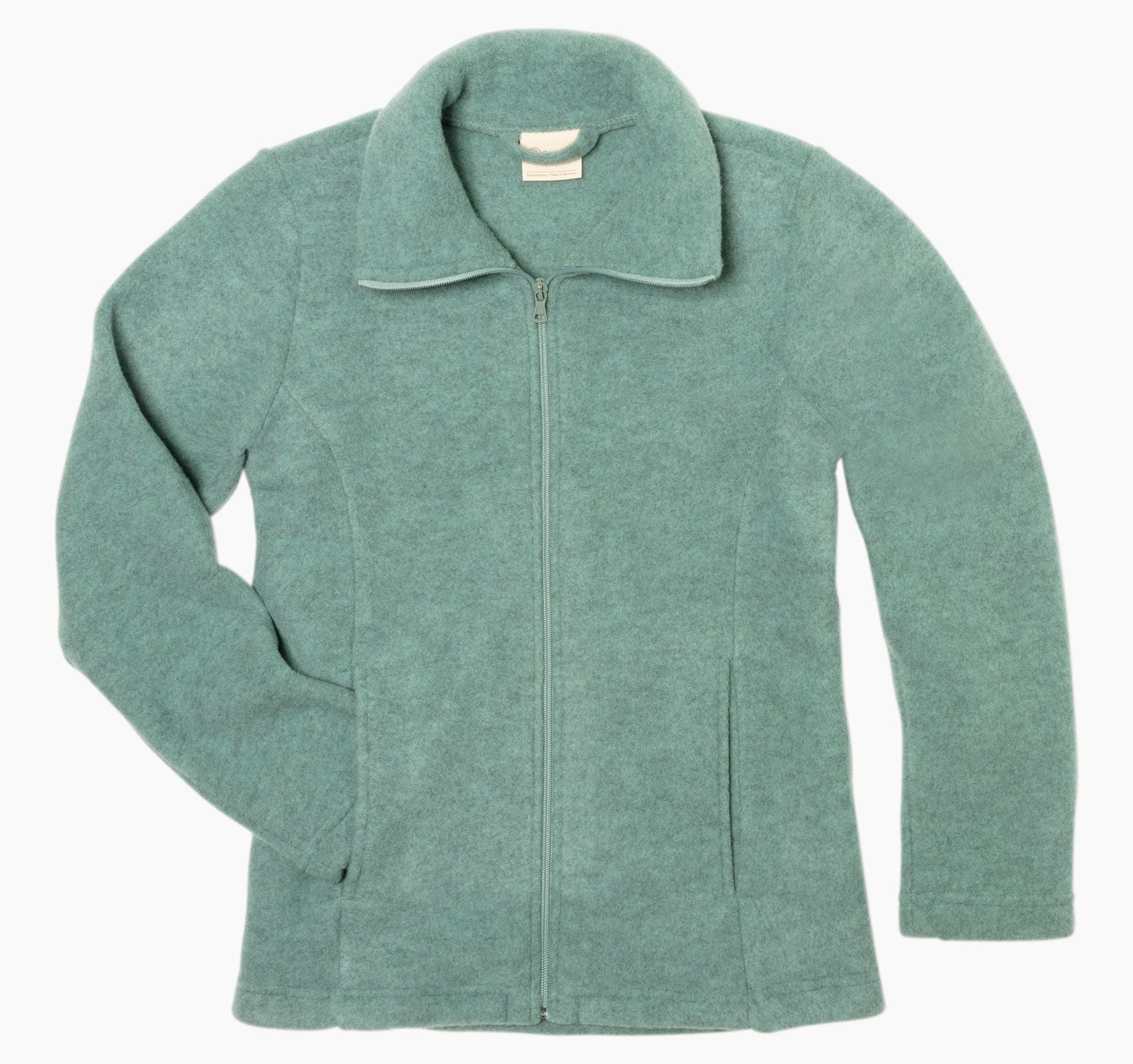 wollfleece-jacke-damen-627nuh-1.jpg Damen Wollfleece Jacke SPECIAL EDITION 34/36 / Jade Melange – Bild 1
