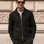 Wool Harrington Jacket Schwarz | Wolle Herren Jacke | Moderne Herren Jacke | FORÀGE