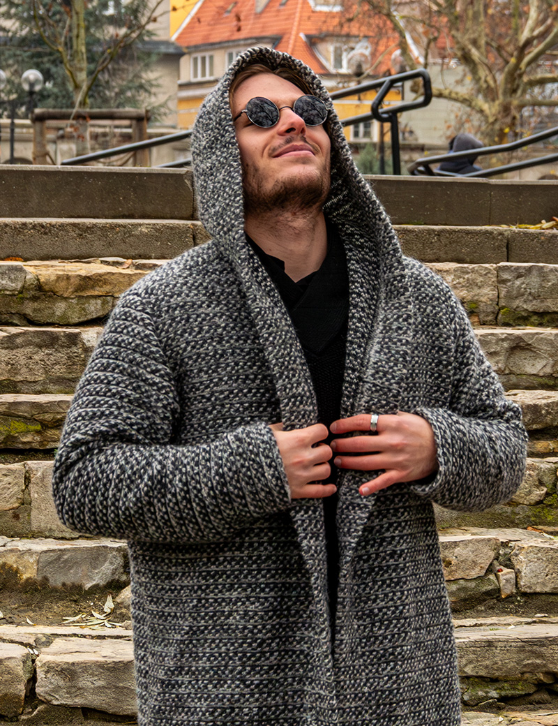 wolljacke-herren-573xuv-1.jpg Kapuze Herren Bundjacke Cool Wool Herrenjacke Wolle Herren Jacke Winterjacke Grau Mit Fell – Bild 1