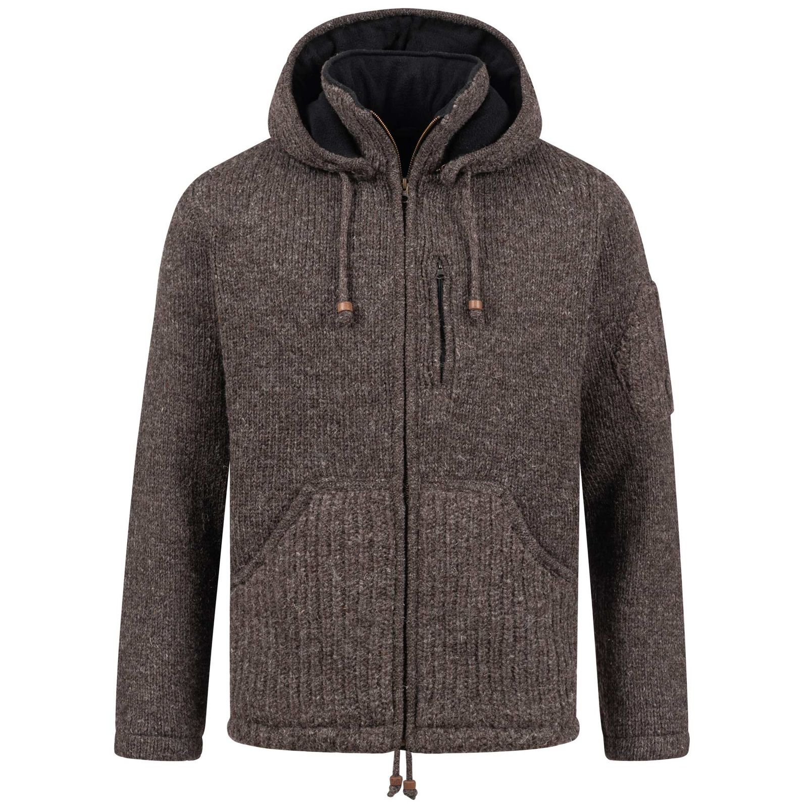 wolljacke-herren-746cwh-1.jpg Herren Strickjacke Schurwolle Klassich Nordisch Wolle Jacke mit Kapuze Schurwolle | Kunst und Magie – Bild 1