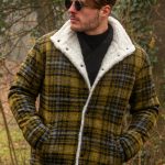 Karierte Wolljacke für Herren mit warmem Sherpa Futter
